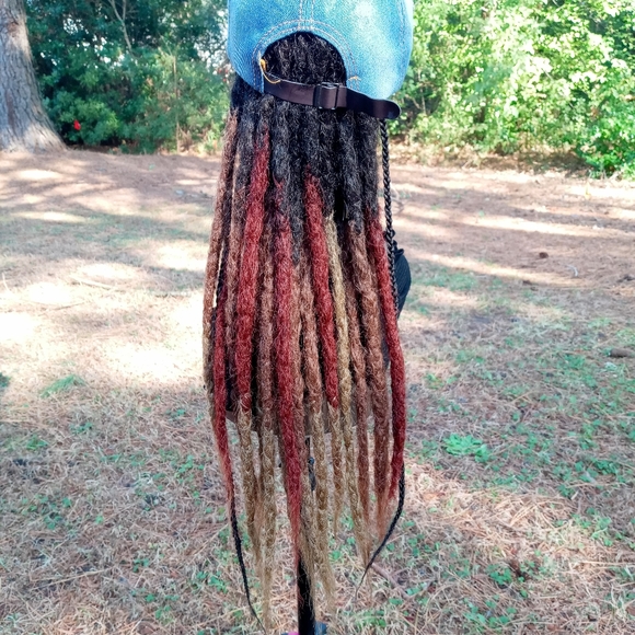 Black brown ombre dreadlock loc extension ponytail - Picture 3 of 9